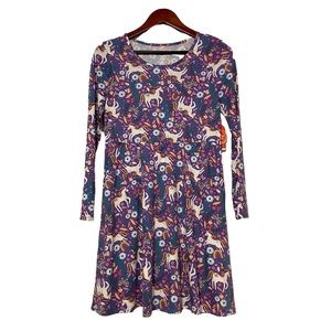 Unicorn Dress Long Sleeve Girls Dress Purple